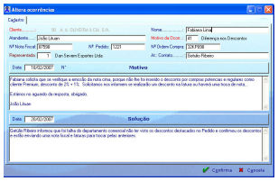 Registro da Ocorr�ncia Comercial do Cliente