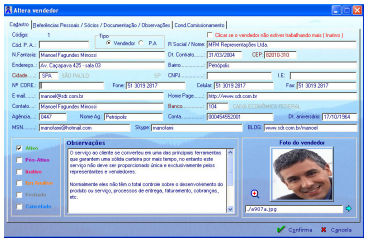 Gerenciamento das Informa��s dos Vendedores no Sistema SDR